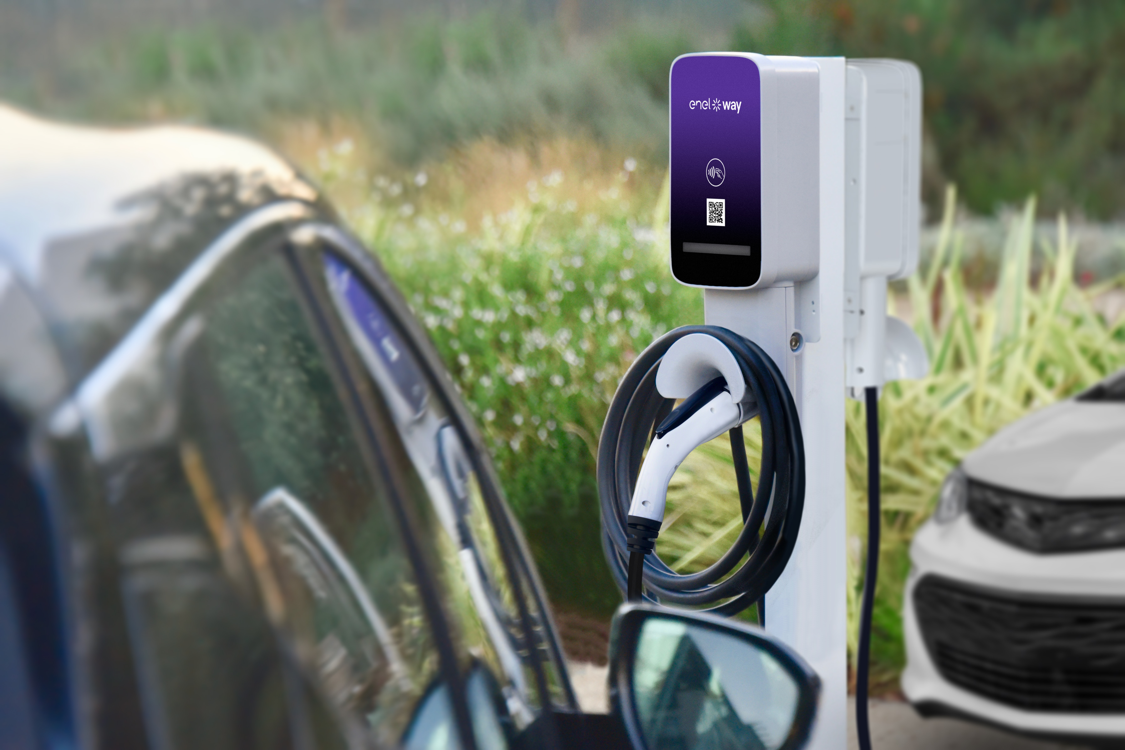 Car parked at a Juicebox Pro charging station